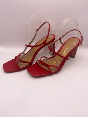 SAM EDELMAN Womens Emmie Strappy Heel Sandal Summer Red Leather Sz 10.5